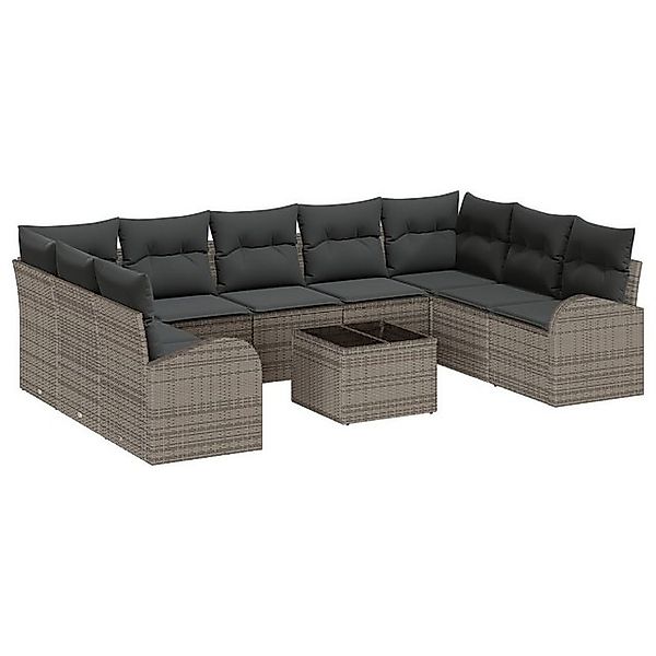 vidaXL Loungesofa 9-teiliges Garten Sofa Set mit Kissen Schwarz Poly Rattan günstig online kaufen