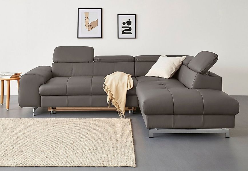 COTTA Ecksofa "Chef L-Form", mit Kopfteilverstellung, edle Metallkufen, wah günstig online kaufen