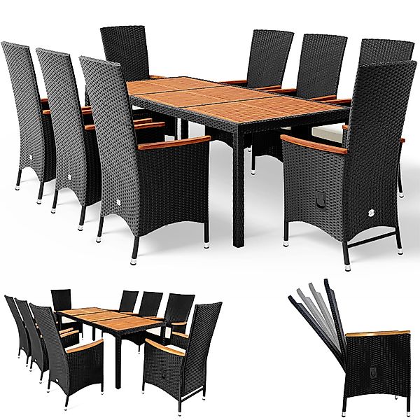Polyrattan Garten-Sitzgruppe Rio 9-tlg. Schwarz günstig online kaufen