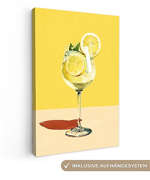 OneMillionCanvasses® Leinwandbild Weinglas - Zitrone - günstig online kaufen
