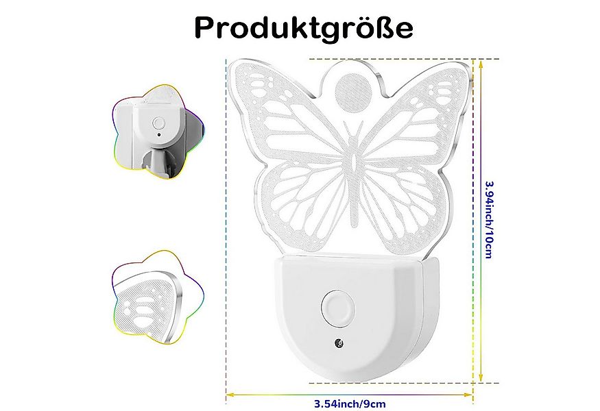 MUPOO Steckdosenleuchte Dynamisches RGB Regenbogen, Dinosaurier, Schmetterl günstig online kaufen