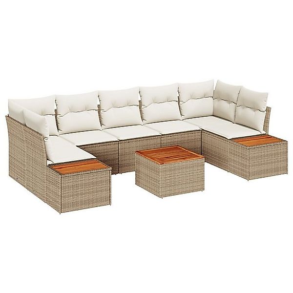 vidaXL Loungesofa 8-teiliges Garten Sofa Set mit Kissen Beige Poly Rattan, günstig online kaufen