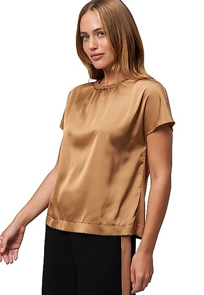 Zero Kurzarmshirt Damen Satinshirt mit Wellensaum günstig online kaufen