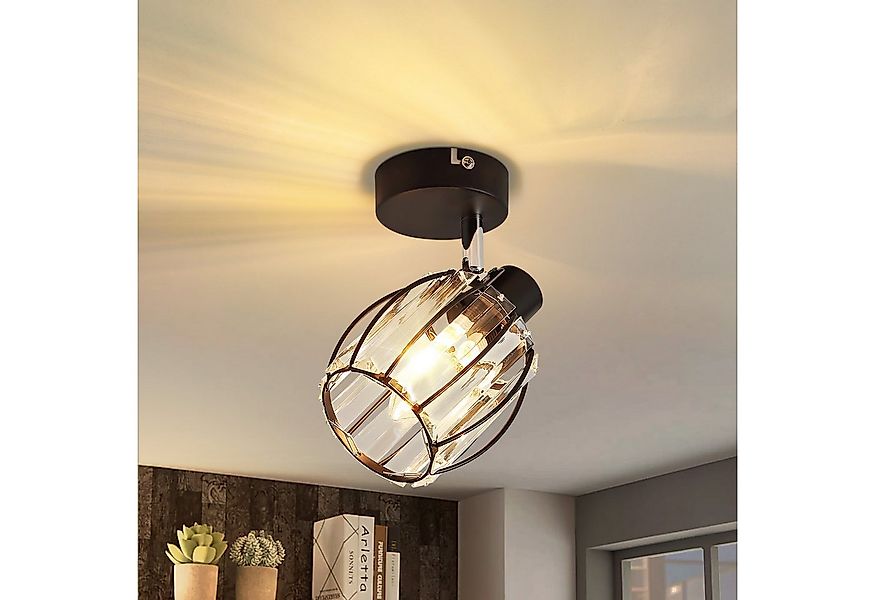 ZMH Deckenleuchte Whonzimmer Schwarz Kristall Modern Deckenleuchte E27 Vint günstig online kaufen