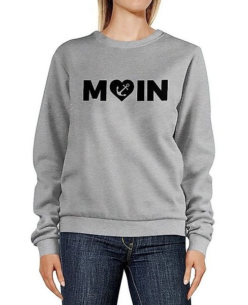 MoonWorks Sweatshirt Sweatshirt Damen Aufdruck Moin Herz mit Anker Rundhals günstig online kaufen