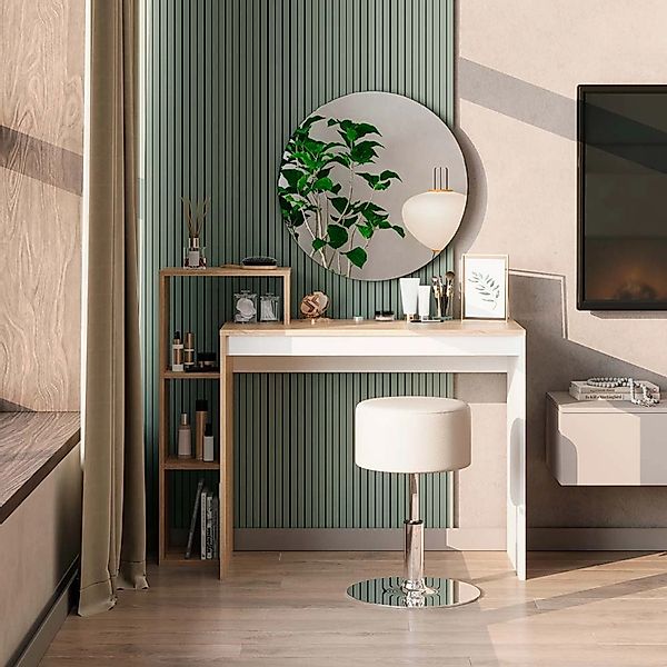 Vicco Schminktisch Leo Sonoma 100 cm mit Spiegel und Hocker günstig online kaufen