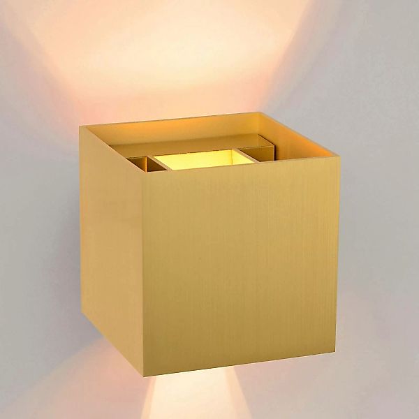 LED-Wandleuchte Xio, eckig, gold günstig online kaufen