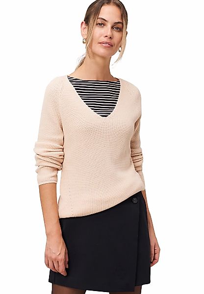 Zero Strickpullover "zero Damen Strukturpullover mit V-Ausschnitt", (1 tlg. günstig online kaufen