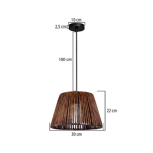 Hängeleuchte Roya Conic, Ø 30 cm, dunkelbraun, Papier günstig online kaufen