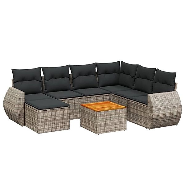 vidaXL 8-Tlg Garten-Sofagarnitur mit Kissen Grau Poly Rattan 3225122 günstig online kaufen