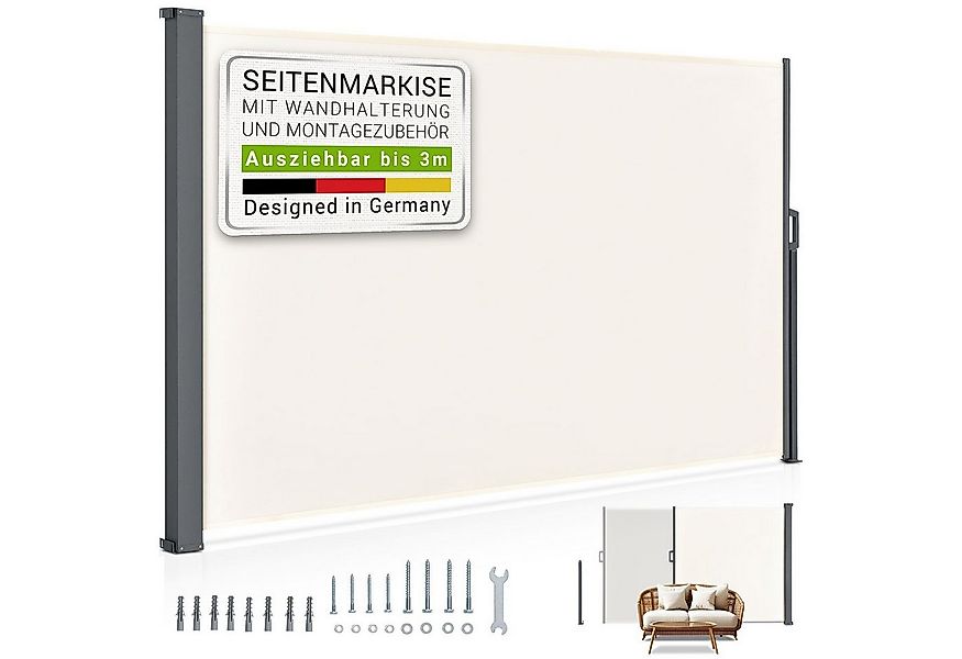 Juskys Seitenmarkise Dubai Sonnen- & Sichtschutz, Ausziehbare Markise günstig online kaufen