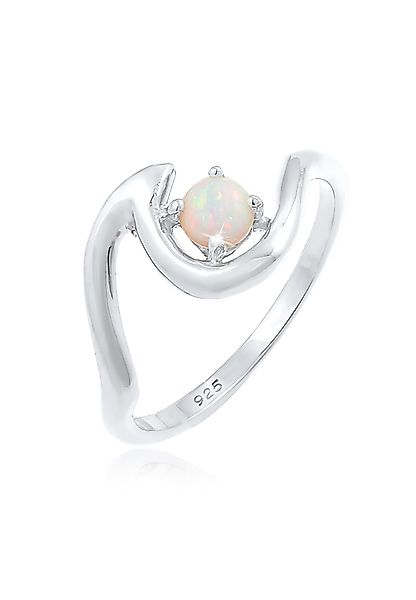 Elli Fingerring Wellen Synthetischer Opal Weiß günstig online kaufen
