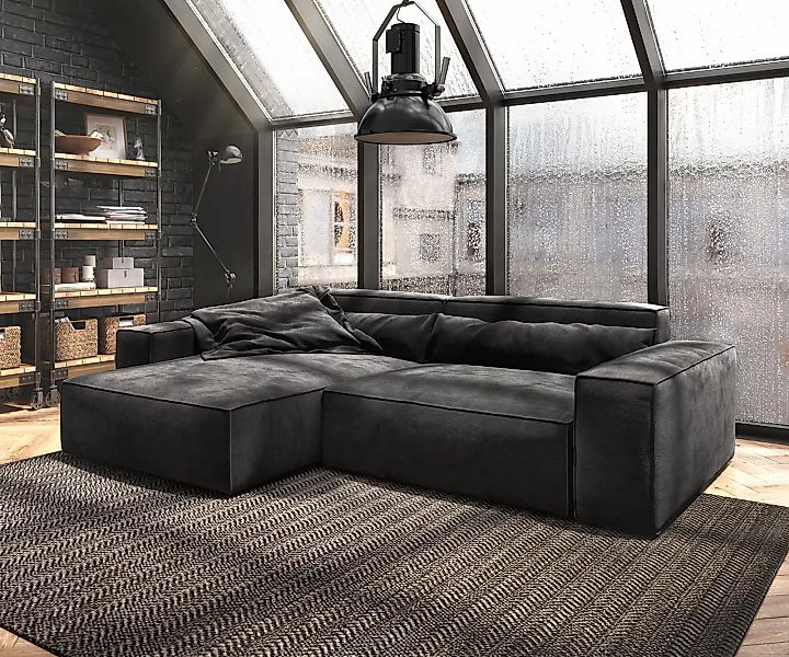 DELIFE Ecksofa Sirpio, XL Mikrofaser Schwarz 270x170 cm Recamiere variabel günstig online kaufen