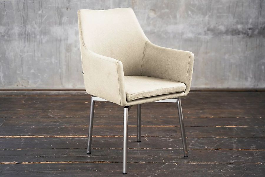 B-Ware Stuhl Cali Sessel Microfaser Esszimmerstuhl creme Füße Edelstahl günstig online kaufen