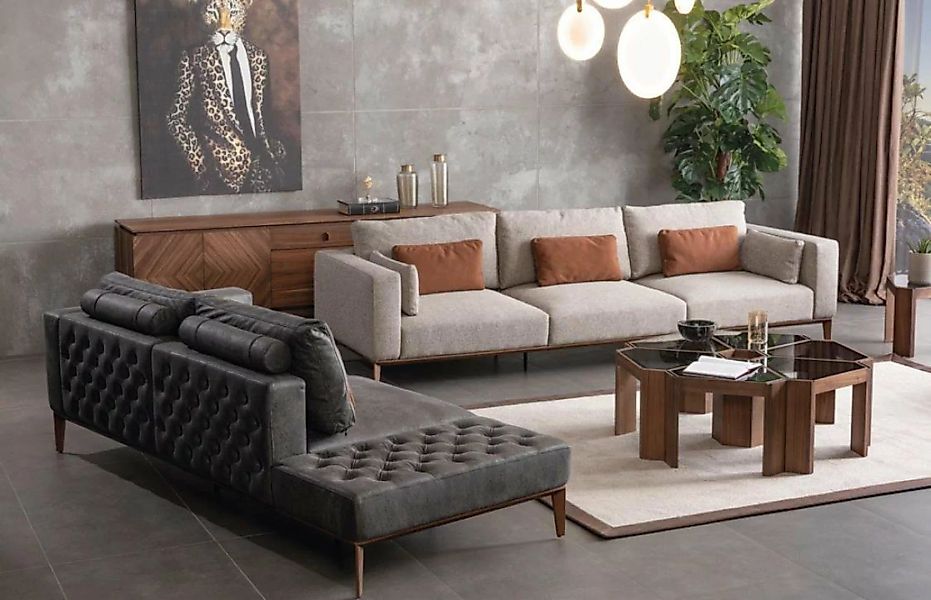 JVmoebel Sofa, Wohnzimmer Sofagarnitur 4+3 Set Design Sofa Polster Modern N günstig online kaufen