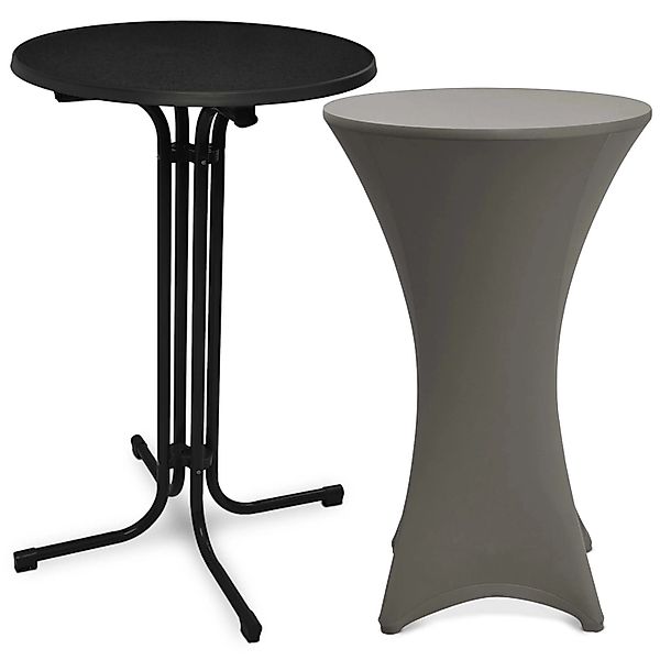 Beautissu Bellini Stehtisch Ø 70cm Schwarz mit Stella Stehtischhusse Ø 70cm günstig online kaufen