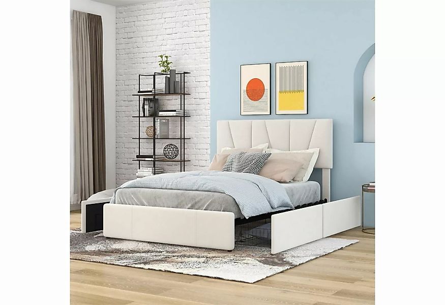 WISHDOR Polsterbett Doppelbett Stauraumbett Bett mit Lattenrost (140*200cm) günstig online kaufen