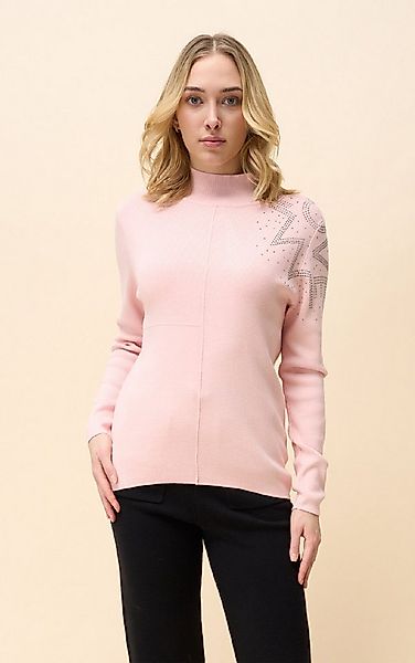 Passioni Strickpullover mit Strassmuster Detail und hohem Kragen günstig online kaufen