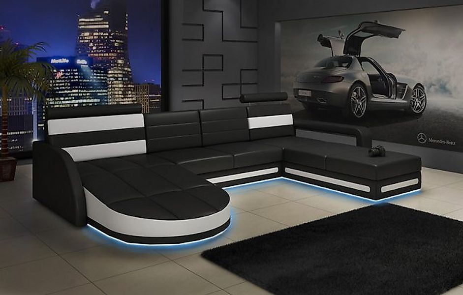 JVmoebel Ecksofa XXL WOHNLANDSCHAFT COUCH GARNITUR DESIGN ECKCOUCH Schwarz günstig online kaufen