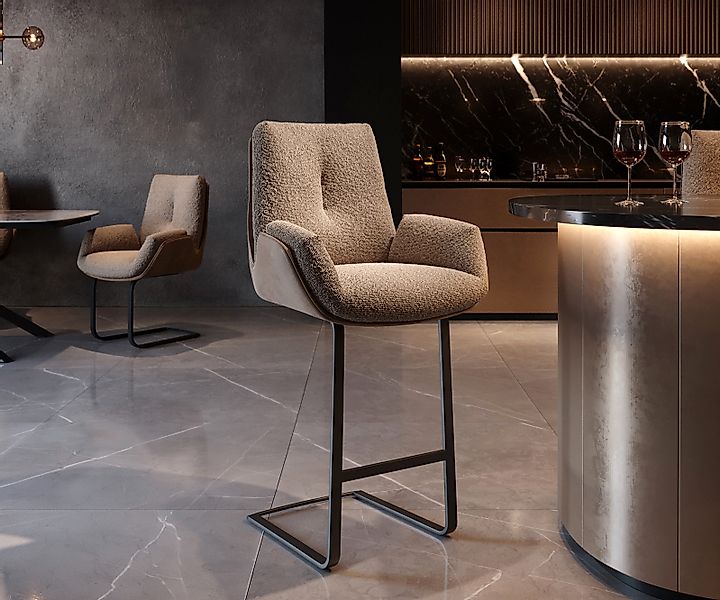 Barstuhl Clea-Flex Materialmix Schlamm Freischwinger Flach Metall günstig online kaufen