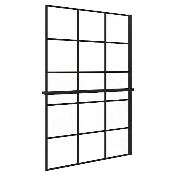 AICA 90x200cm 8mm NANO Glas Walk In Schwarz Duschwand mit Glasdekor Gitter günstig online kaufen
