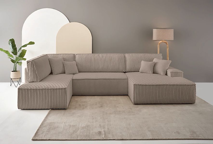 OTTO home Wohnlandschaft "FINNLEY, U-Form XXL 329 cm, Schlafsofa, Schlaffun günstig online kaufen