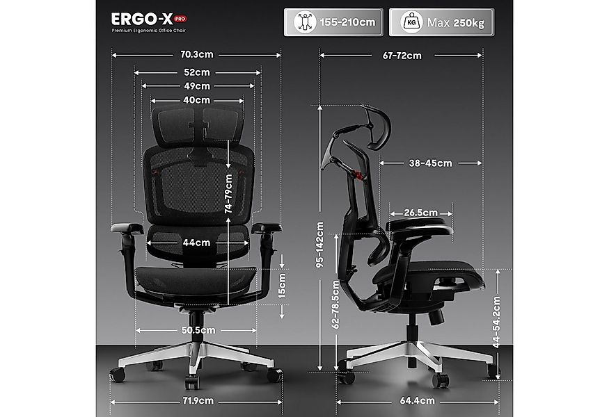 FLEXISPOT Bürostuhl ErgoX, Schreibtischstuhl Premium Ergonomischer (mit 7D- günstig online kaufen