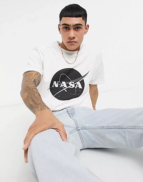 ASOS DESIGN – Nasa – Weißes Oversize-T-Shirt mit Logo-Print vorne günstig online kaufen