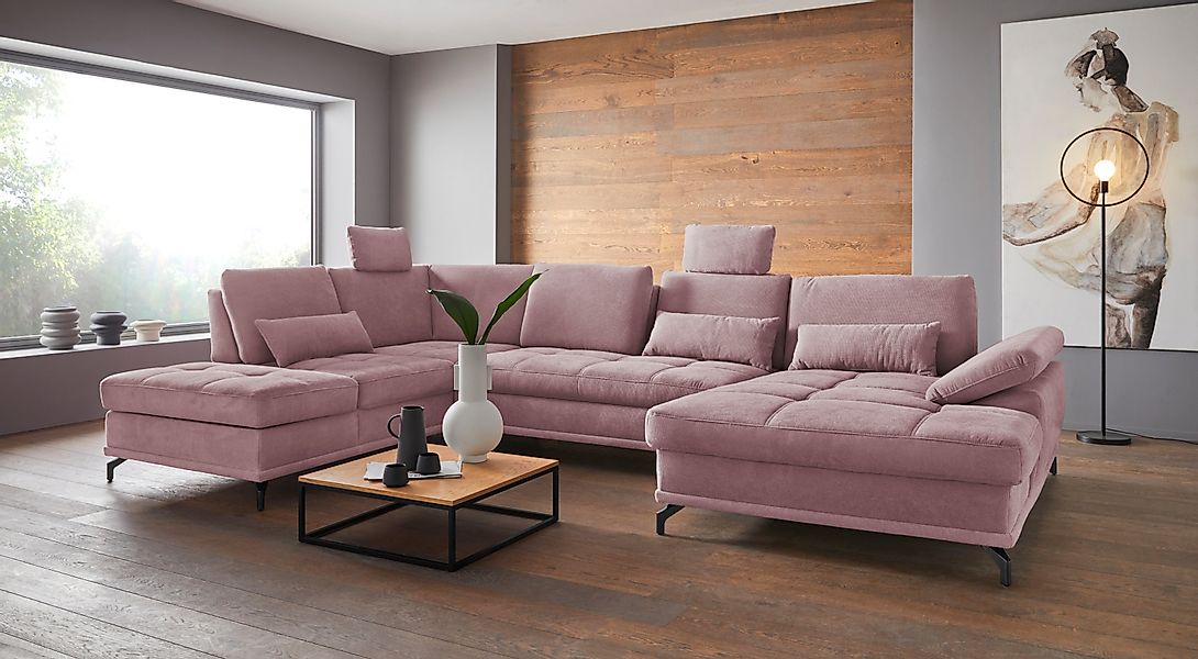 PLACES OF STYLE Wohnlandschaft "Costello U-Form, B: 363 cm mit Sitztiefen-, günstig online kaufen