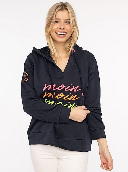 Zwillingsherz Hoodie "Moin Moin Moin" V-Ausschnitt, bunte Stickerei, Kapuze günstig online kaufen