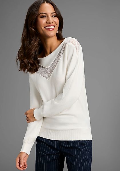 Laura Scott Strickpullover kuscheliger Winterstrick mit femininem Spitzenei günstig online kaufen