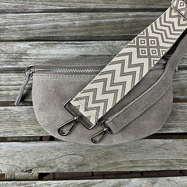 MAONI Bauchtasche Wildleder Dunkeltaupe mit 2x günstig online kaufen