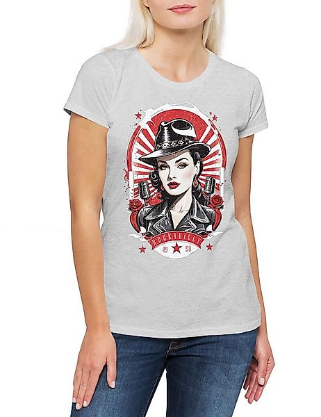 Urban Backwoods Print-Shirt Rockabella Beauty Damen T-Shirt Tattoo Rockabil günstig online kaufen