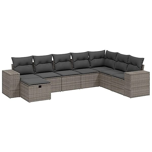 vidaXL 8-Tlg Garten-Sofagarnitur mit Kissen Grau Poly Rattan 3264516 günstig online kaufen