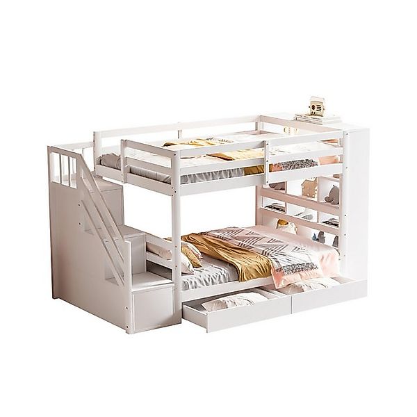 REDOM Etagenbett Funktionsbett Einzelbett Kinderbett Holzbett Stauraumbett günstig online kaufen
