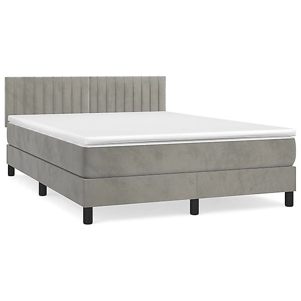 vidaXL Boxspringbett mit Matratze Hellgrau 140x200 cm Samt 3141425 günstig online kaufen