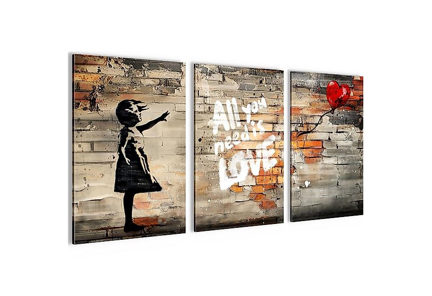 Novart Bild Wandbilder Set Banksy Style Collage - 3 Bilder Wohnzimmer Stree günstig online kaufen