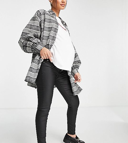 River Island Maternity – Molly Joyride – Enge Jeans in Schwarz mit Überbauc günstig online kaufen