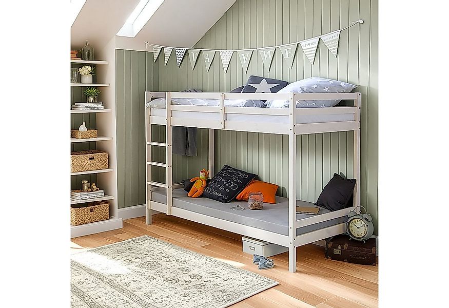 Homestyle4u Etagenbett in Weiß mit Matratze 90x200 cm 2501 günstig online kaufen