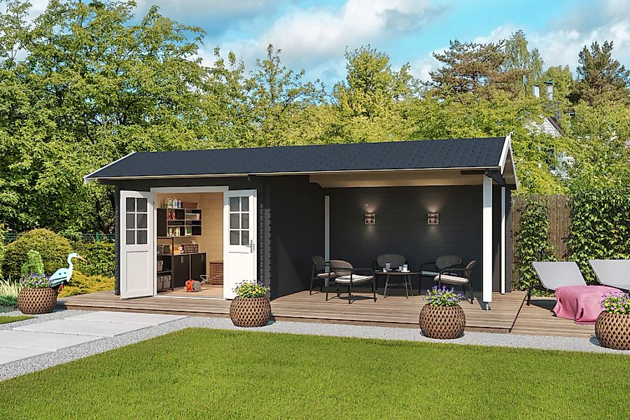 LASITA MAJA Gartenhaus "New York" Blochbohlenhaus 34mm, Fundamentmass 3000x günstig online kaufen