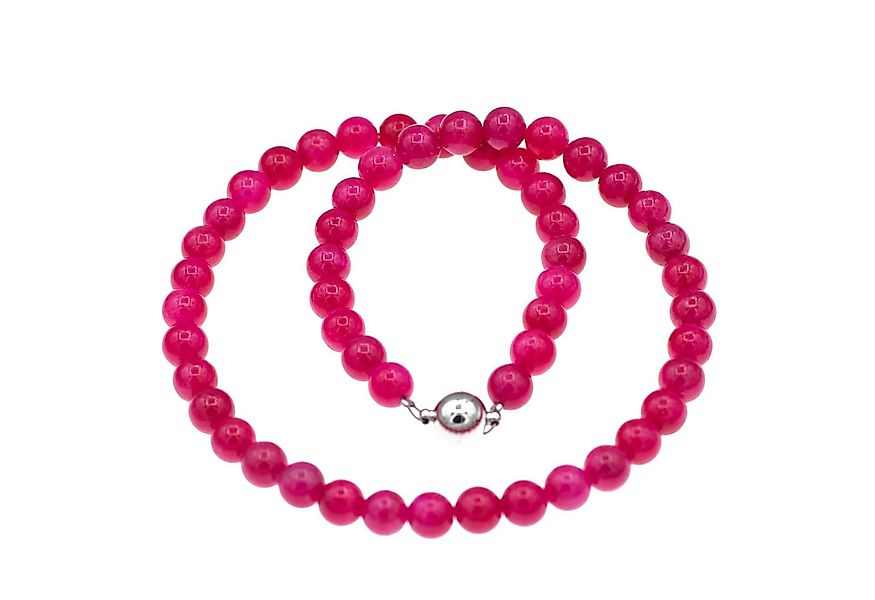 Bella Carina Perlenkette Perlen Kette pink mit 8 mm Jade Perlen Magnetversc günstig online kaufen