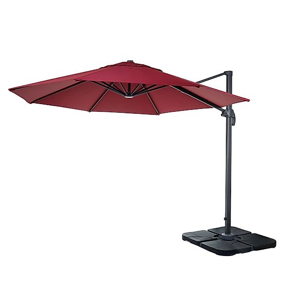 MCW Ampelschirm A96 Ø 3m Alu/Stahl Bordeaux mit Ständer Drehbar günstig online kaufen