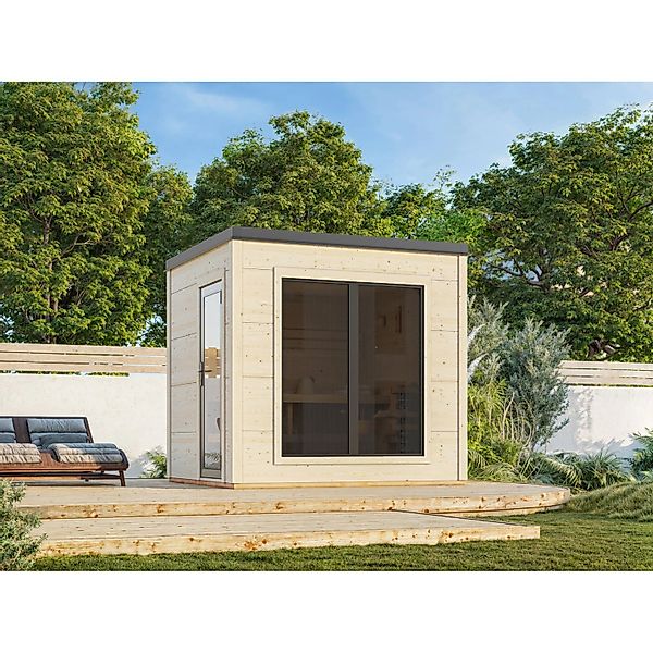 Palmako Sauna Grace 250 x 230 cm Lackiert Hellgrau-Anthrazit FSC® günstig online kaufen