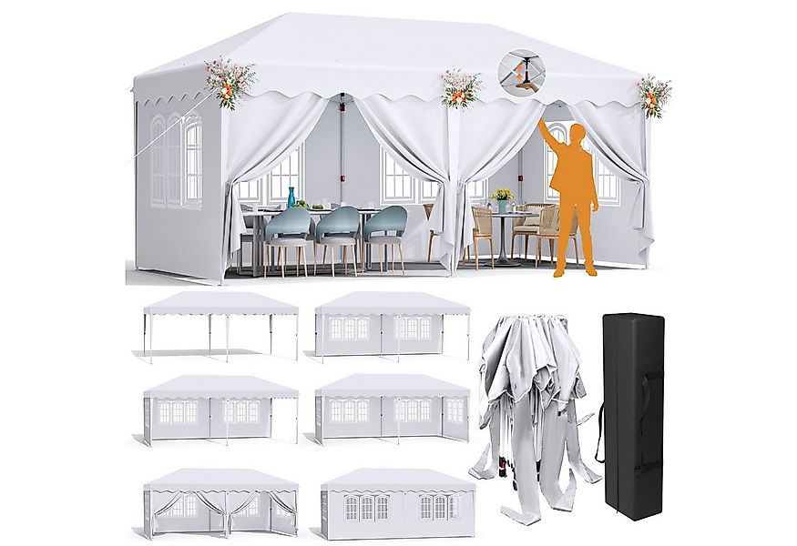 TLGREEN Faltpavillon Pavillon 3x6 mit 6 Seitenteilen, mit 6 Seitenteilen, ( günstig online kaufen