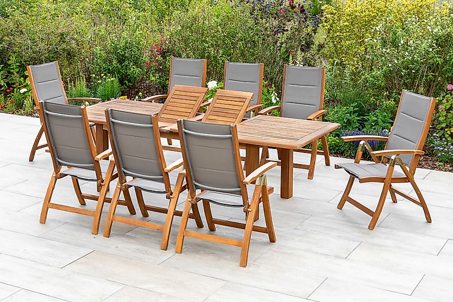 MERXX Garten-Essgruppe "Acapulco" 9 Stk. tlg. 8 Klappsessel, ausziehbarer T günstig online kaufen