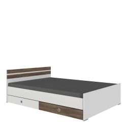 Jugendbettgestell in Holzoptik verwittert und Weiß modernem Design günstig online kaufen
