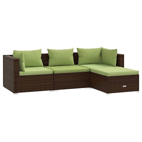 vidaXL 4-tlg Garten-Lounge-Set mit Kissen Poly Rattan Braun Modell 14 günstig online kaufen