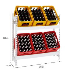 PROREGAL® Standregal Getränkekistenregal CAMEL 100x100x30cm Weiß, günstig online kaufen