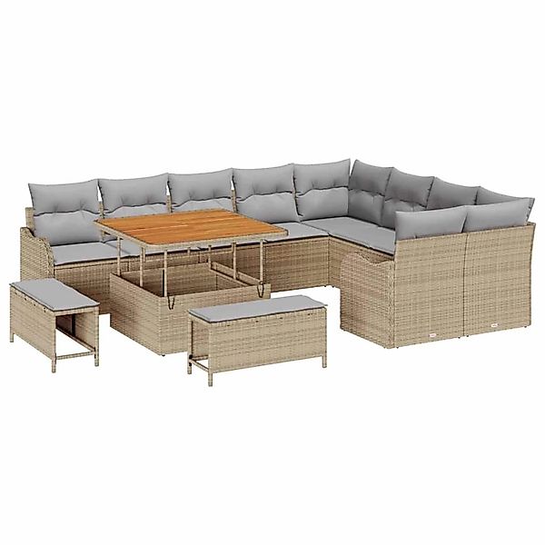 vidaXL Garten-Sofa-Set 12-Tlg Beige Poly Rattan 3362297 günstig online kaufen