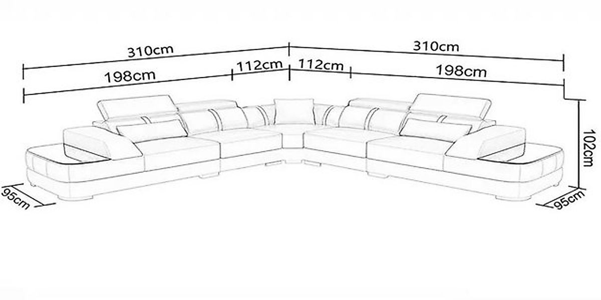 Xlmoebel Ecksofa Moderne Leder-Eckcouch für das Wohnzimmer in L-Form mit st günstig online kaufen